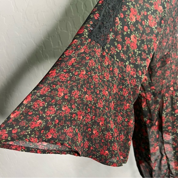 Torrid Plus Size Women’s Sheer Floral Tunic Long Bell Sleeve Top Shirt Size 3 - Picture 6 of 8